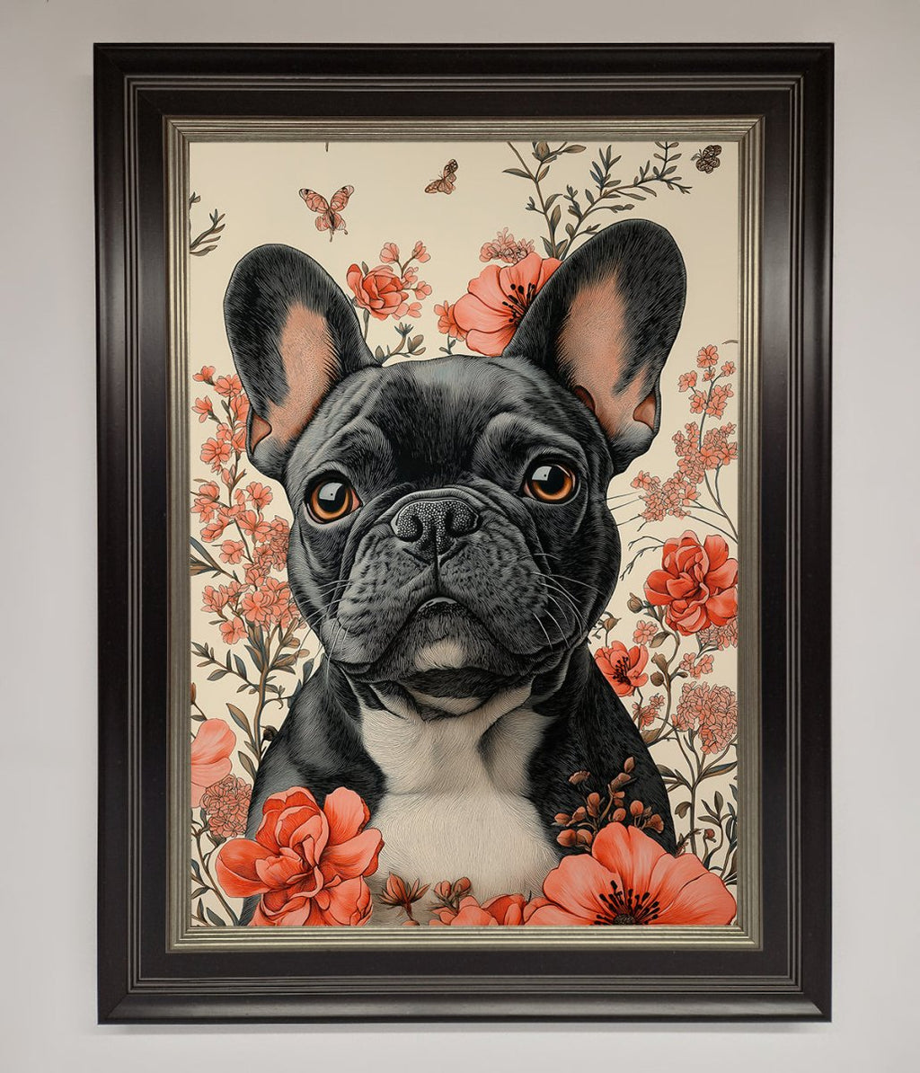 French Bulldog In Flowers Framed Print-8