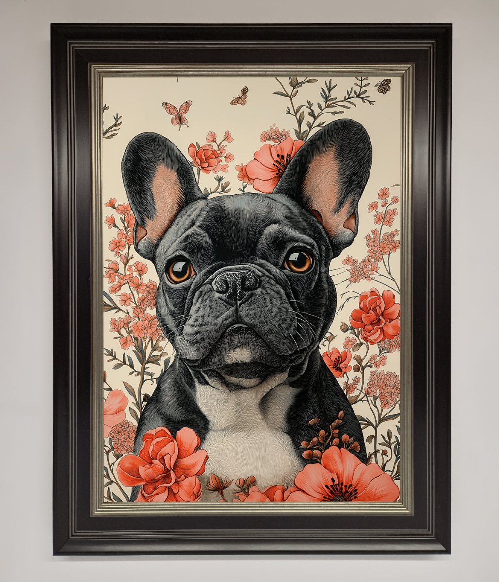 French Bulldog In Flowers Framed Print-8