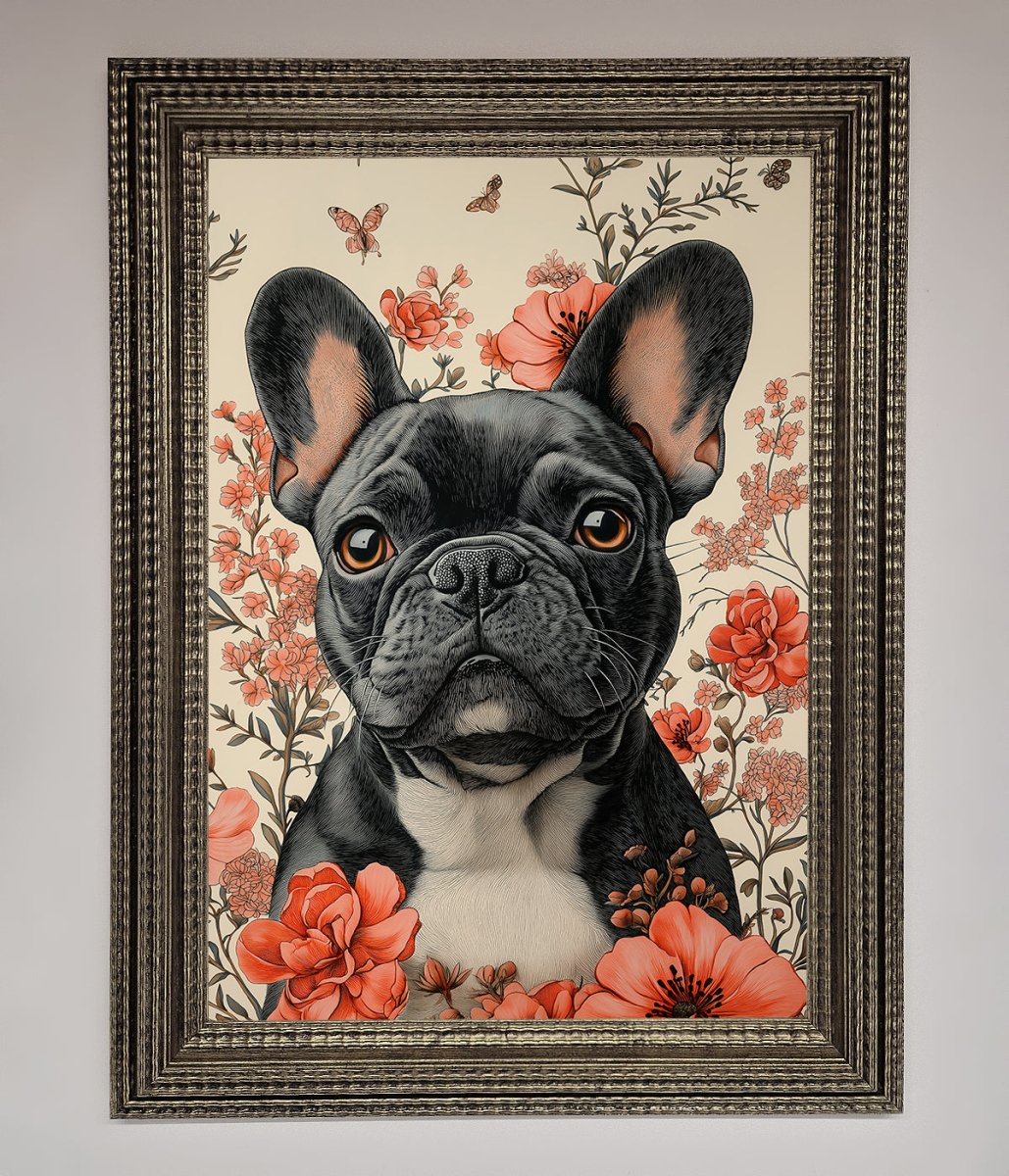 French Bulldog In Flowers Framed Print-16