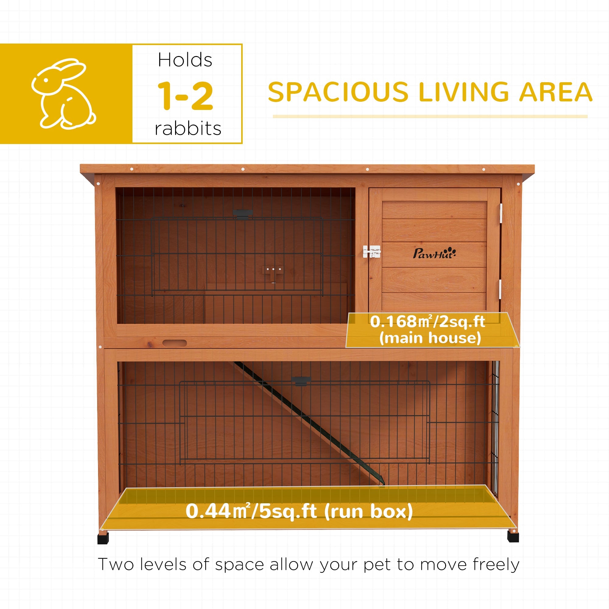 2 Tier Antiseptic Wood Rabbit Hutch with Run Outdoor Orange-4