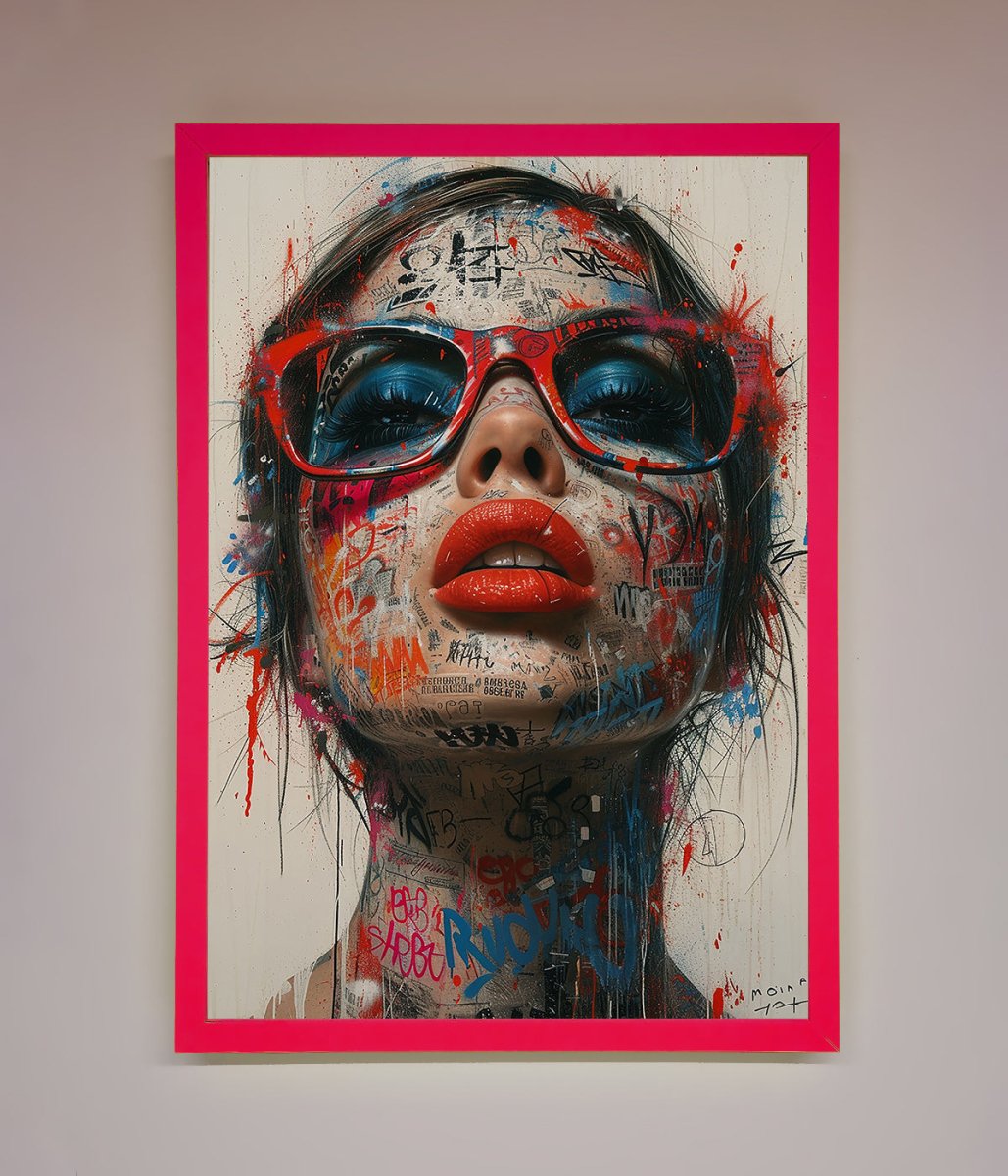 Graffiti Lady Glasses Framed Wall Art-13