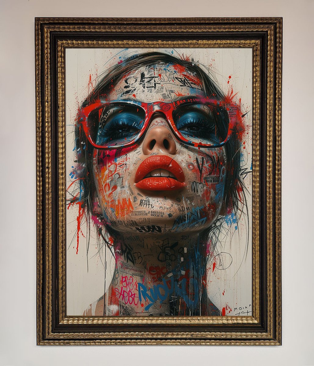 Graffiti Lady Glasses Framed Wall Art-18
