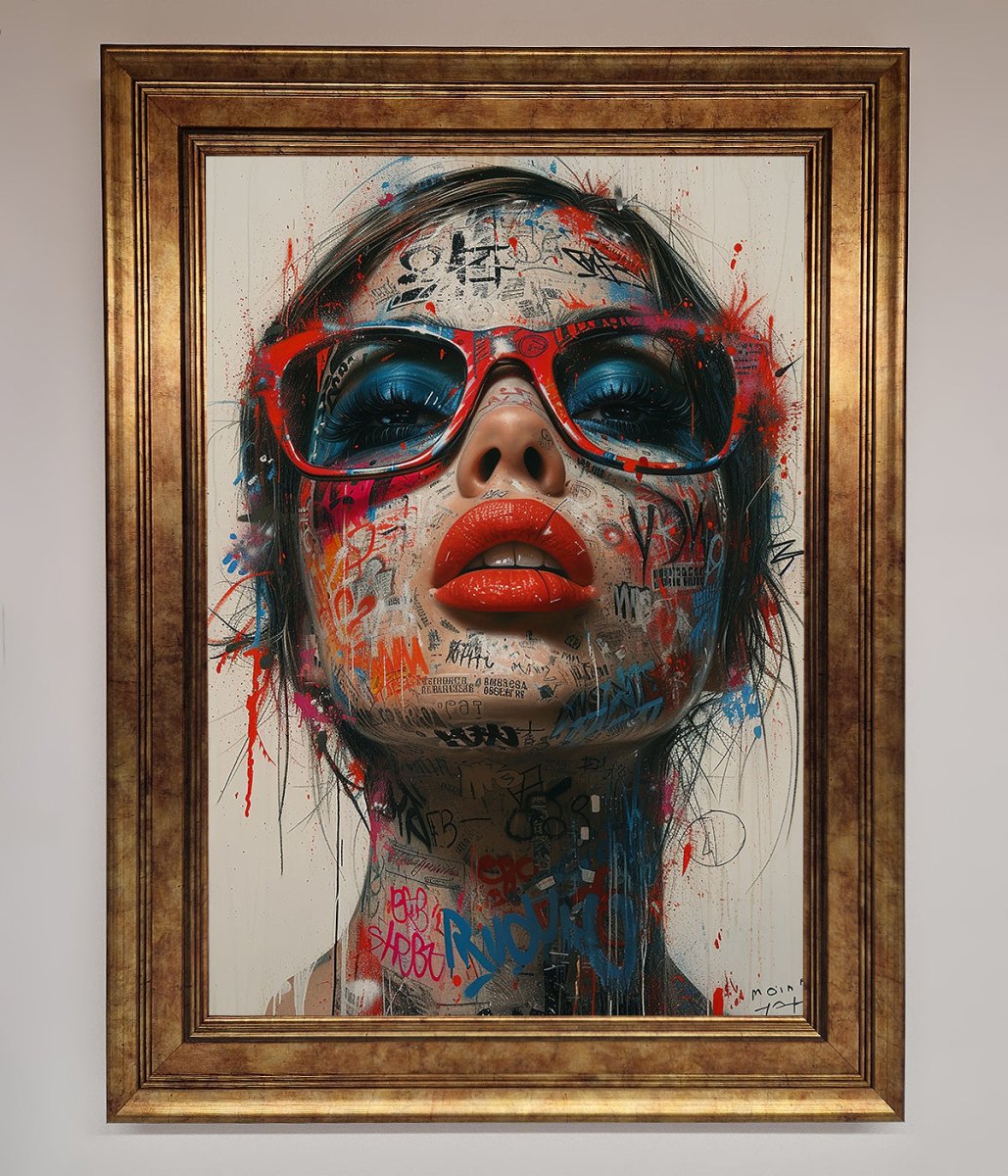Graffiti Lady Glasses Framed Wall Art-6