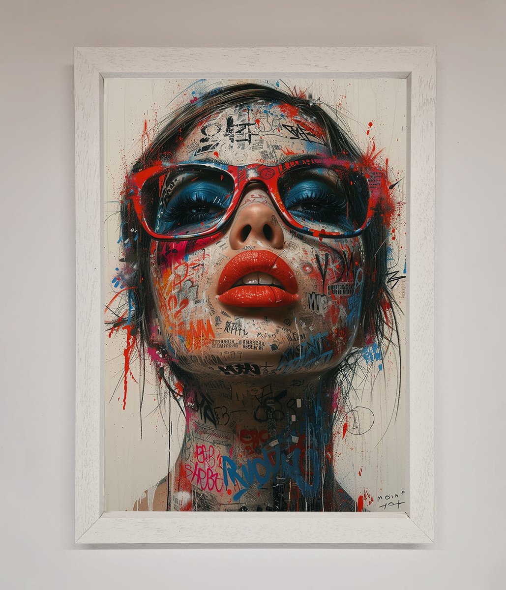 Graffiti Lady Glasses Framed Wall Art-2