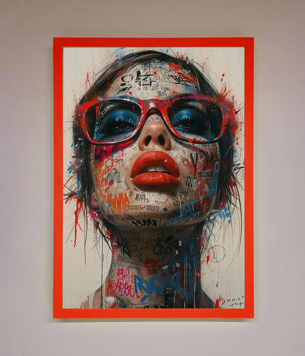 Graffiti Lady Glasses Framed Wall Art-14