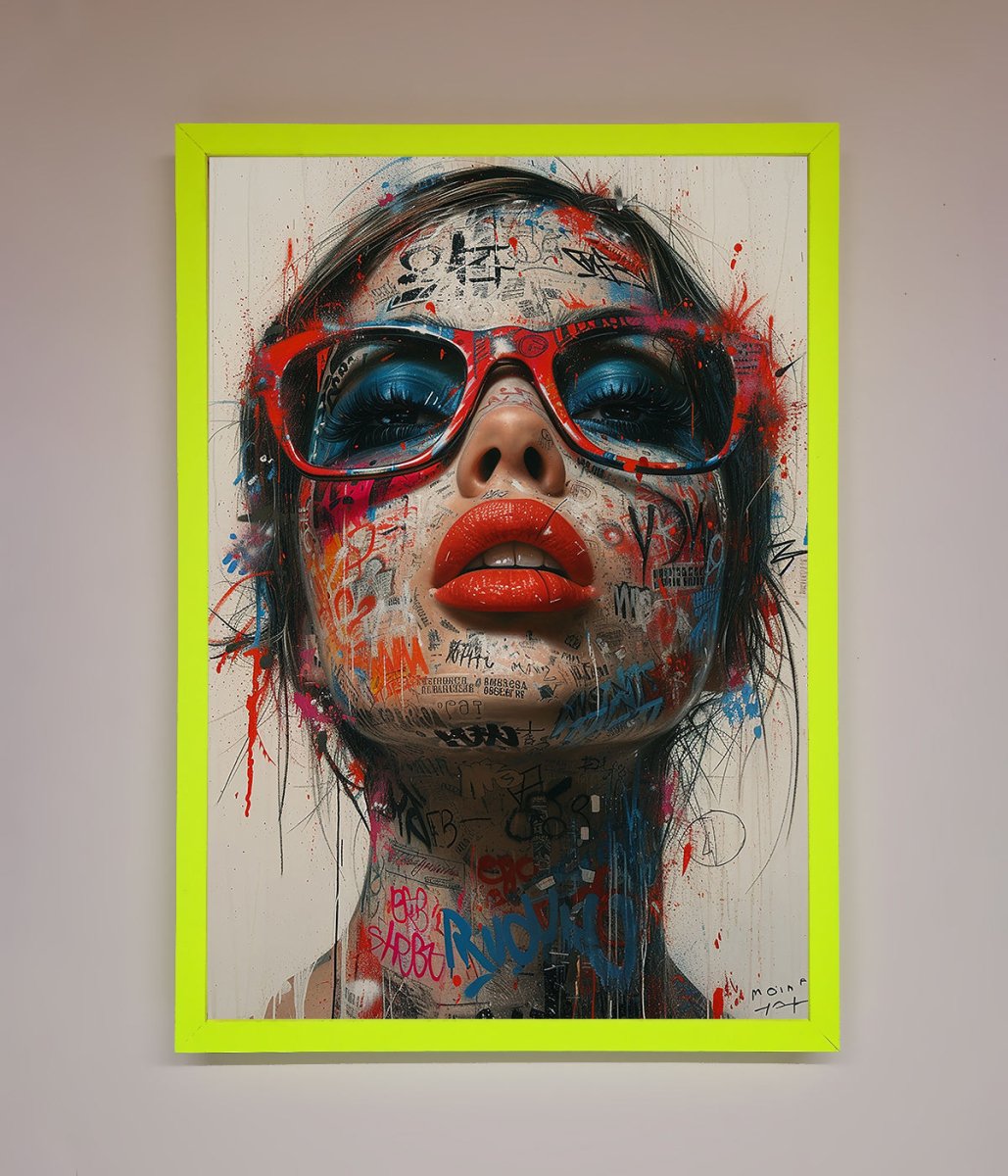 Graffiti Lady Glasses Framed Wall Art-12