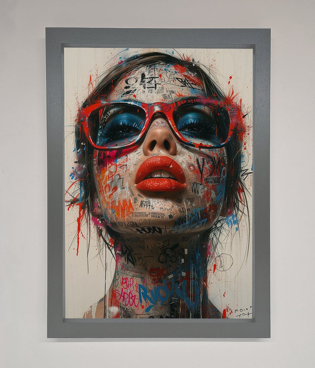 Graffiti Lady Glasses Framed Wall Art-4