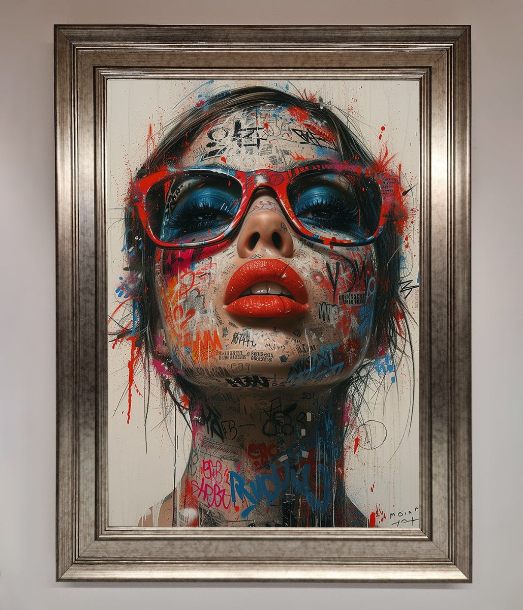 Graffiti Lady Glasses Framed Wall Art-5