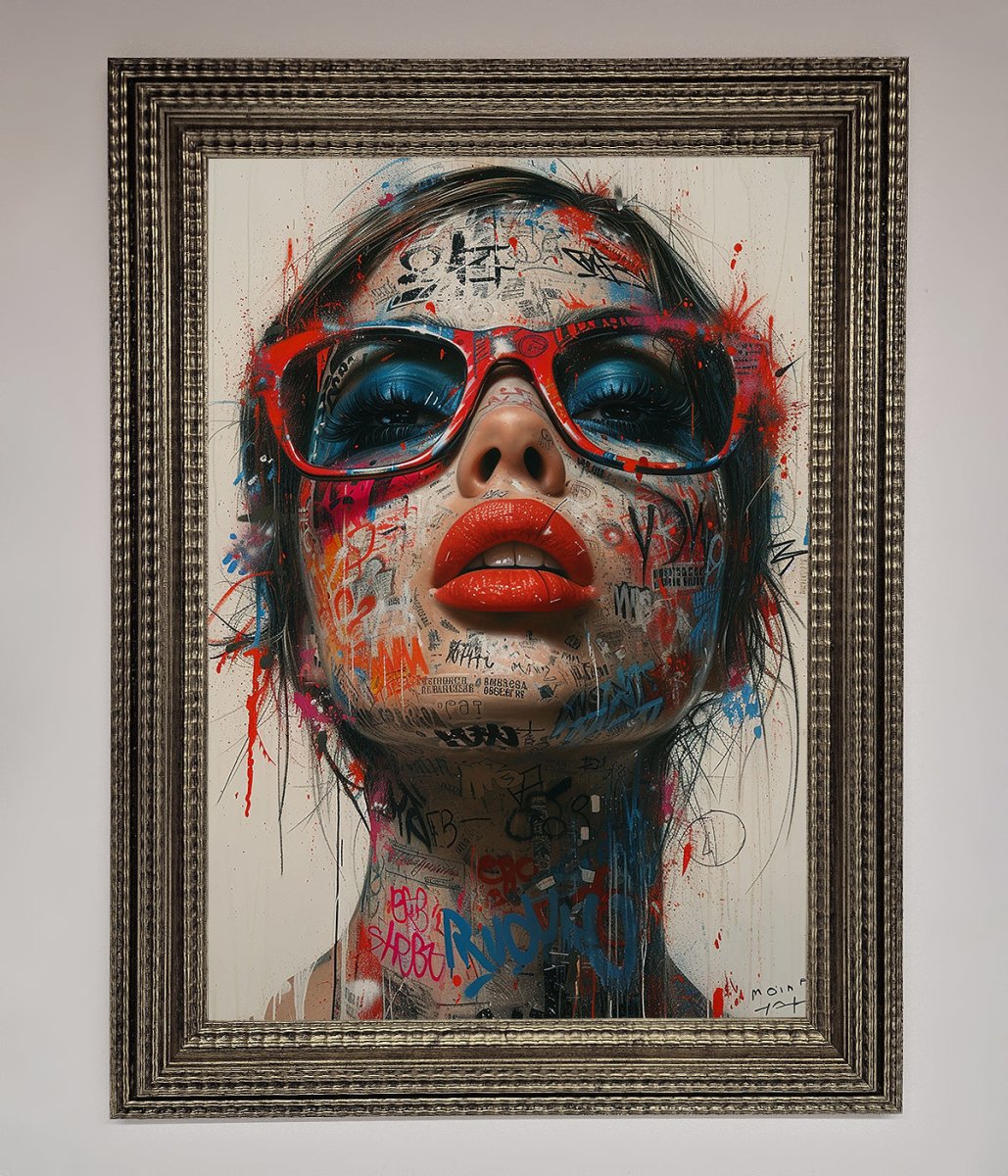 Graffiti Lady Glasses Framed Wall Art-16