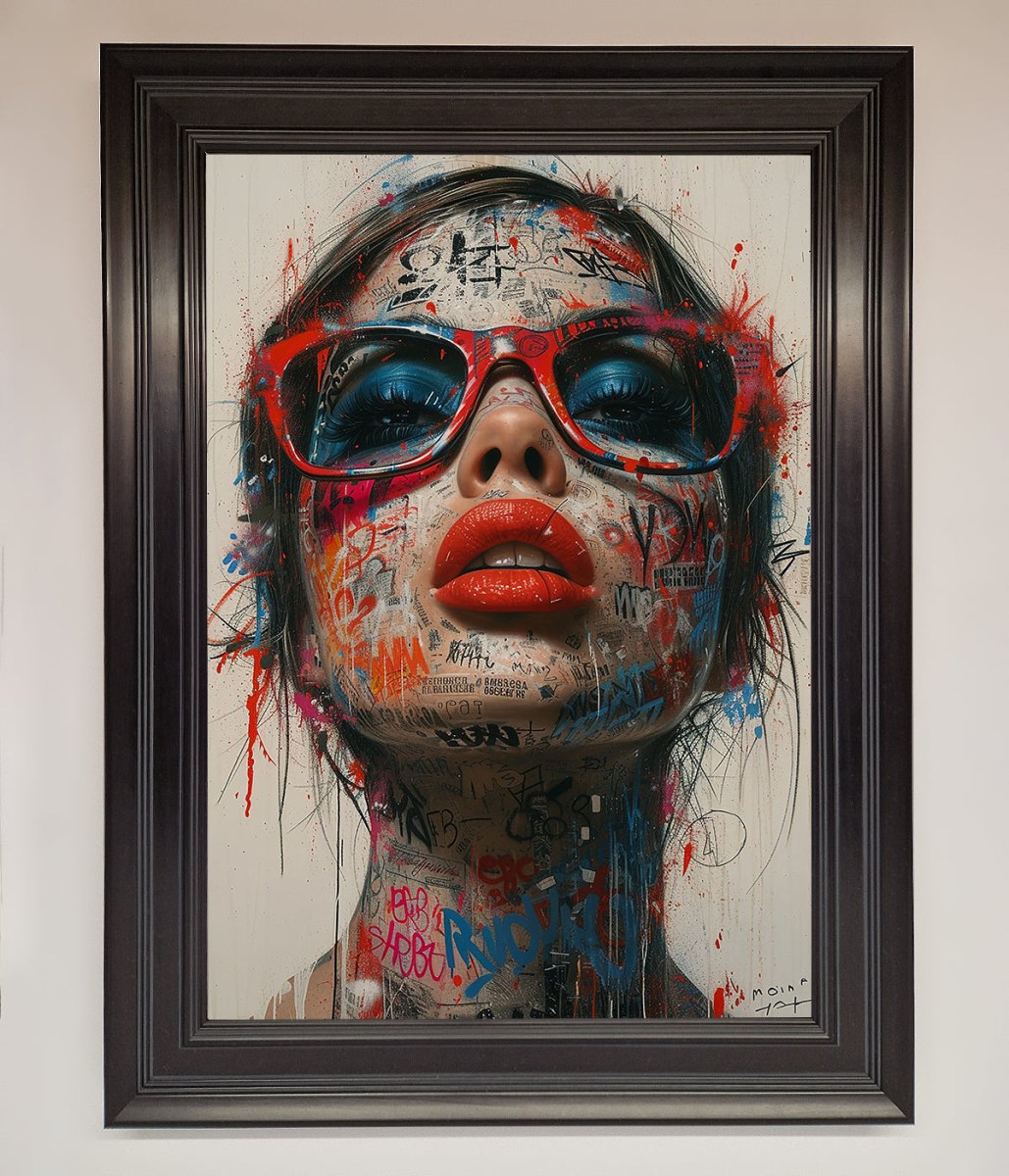 Graffiti Lady Glasses Framed Wall Art-0