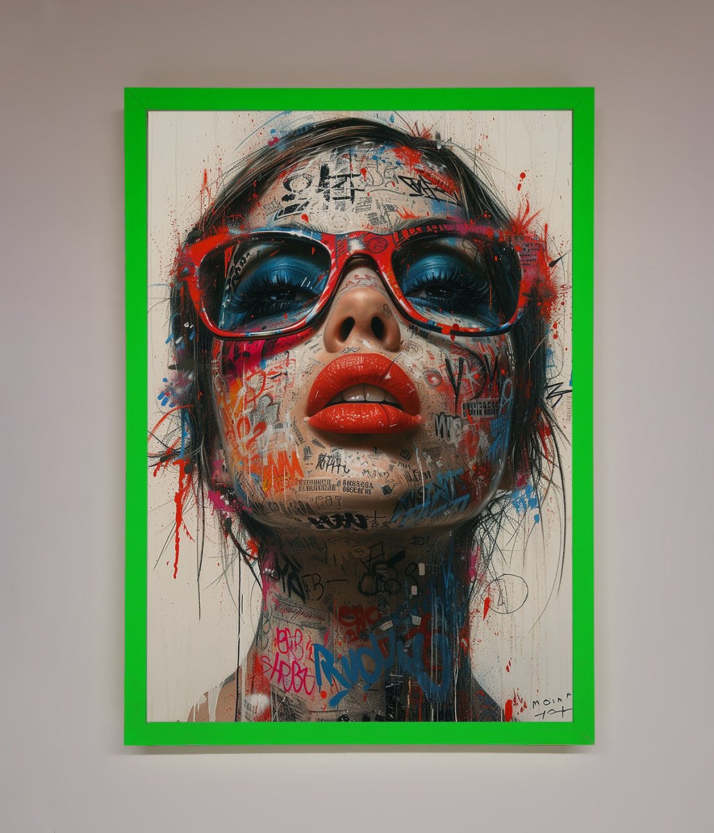 Graffiti Lady Glasses Framed Wall Art-11