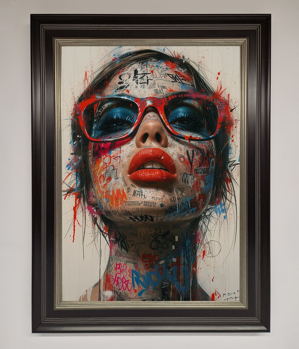 Graffiti Lady Glasses Framed Wall Art-7