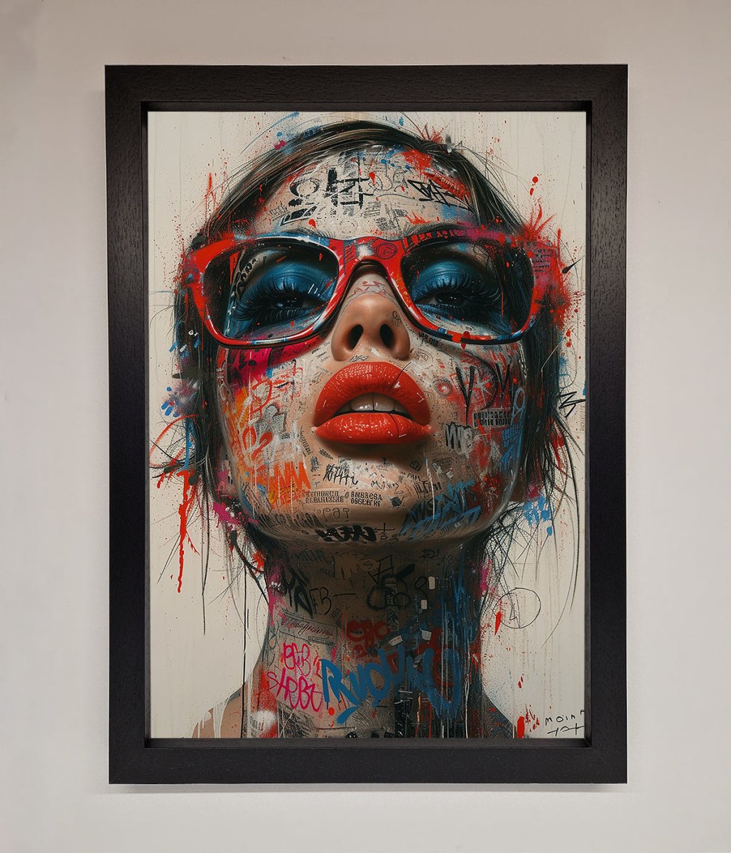 Graffiti Lady Glasses Framed Wall Art-1