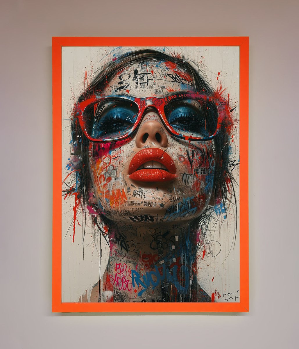 Graffiti Lady Glasses Framed Wall Art-10