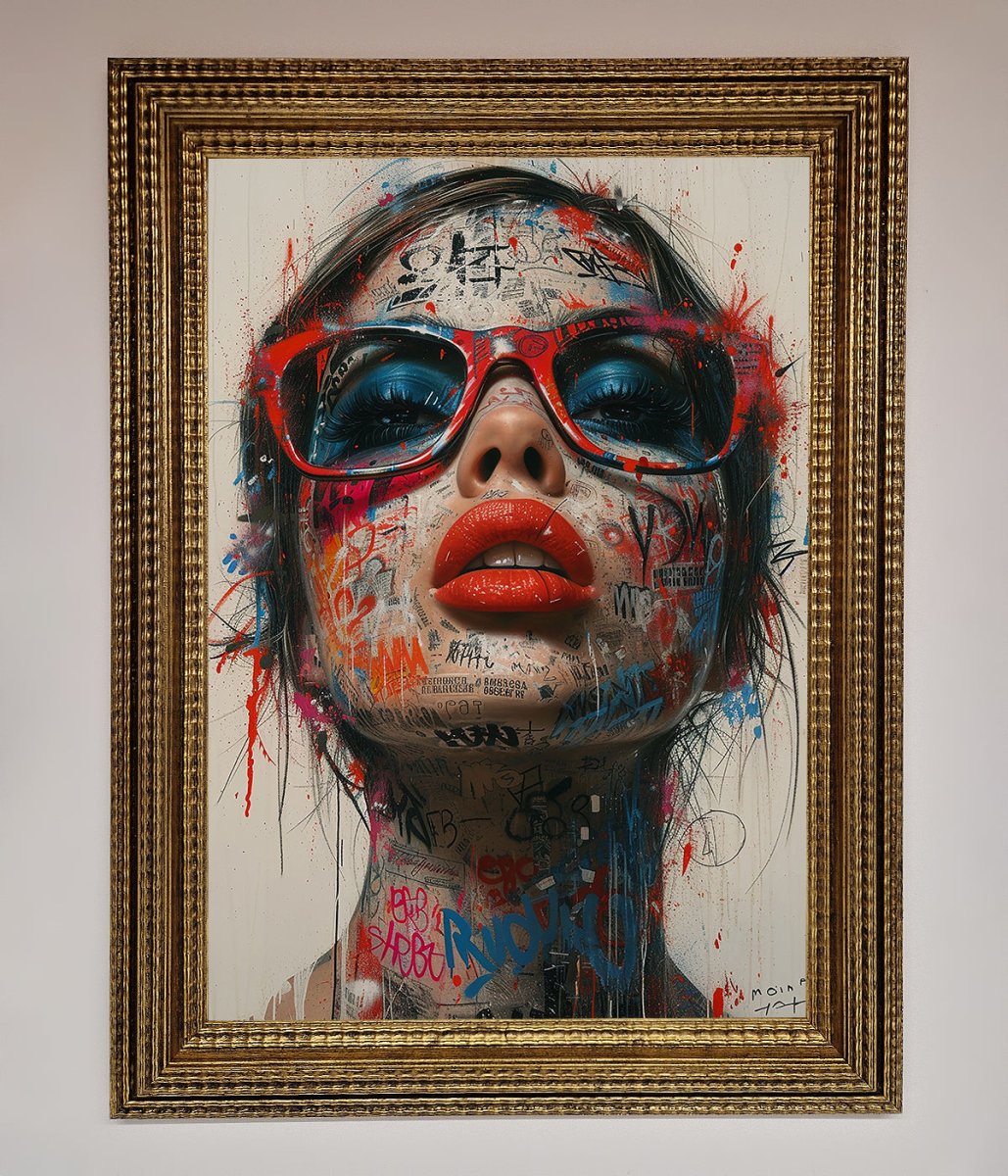 Graffiti Lady Glasses Framed Wall Art-15