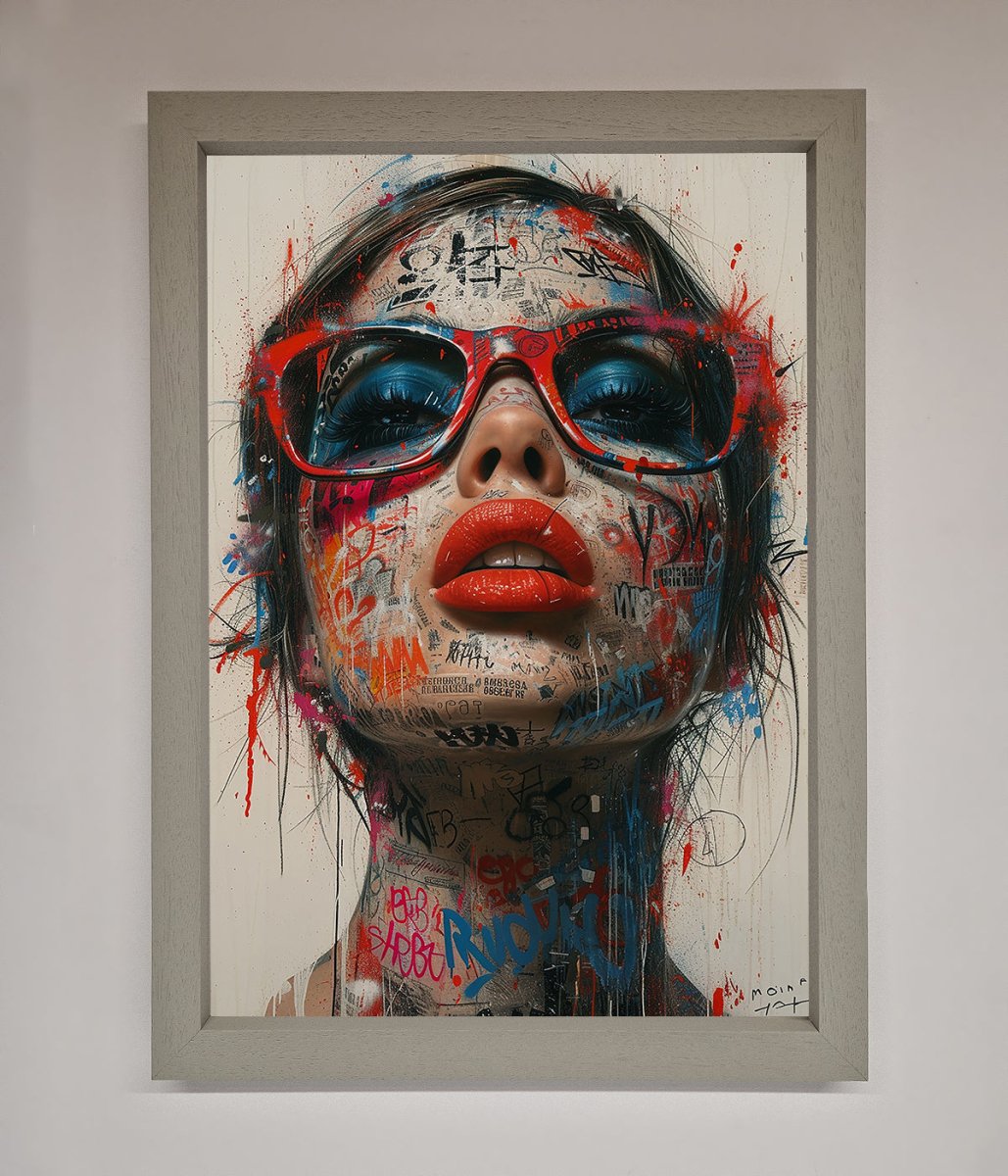 Graffiti Lady Glasses Framed Wall Art-3