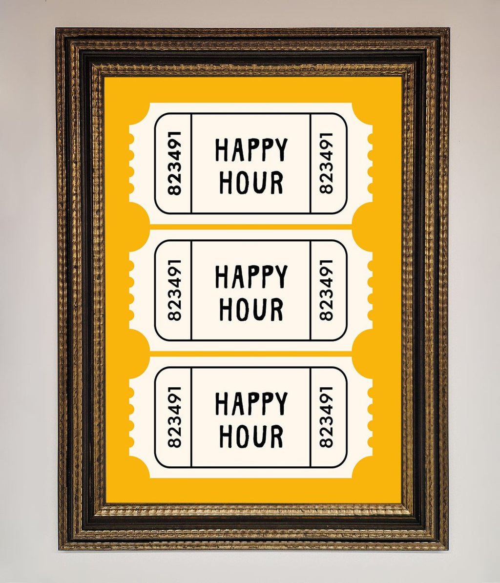 Happy Hour Mustard Framed Wall Art-18