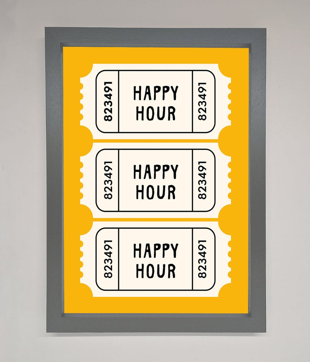 Happy Hour Mustard Framed Wall Art-4