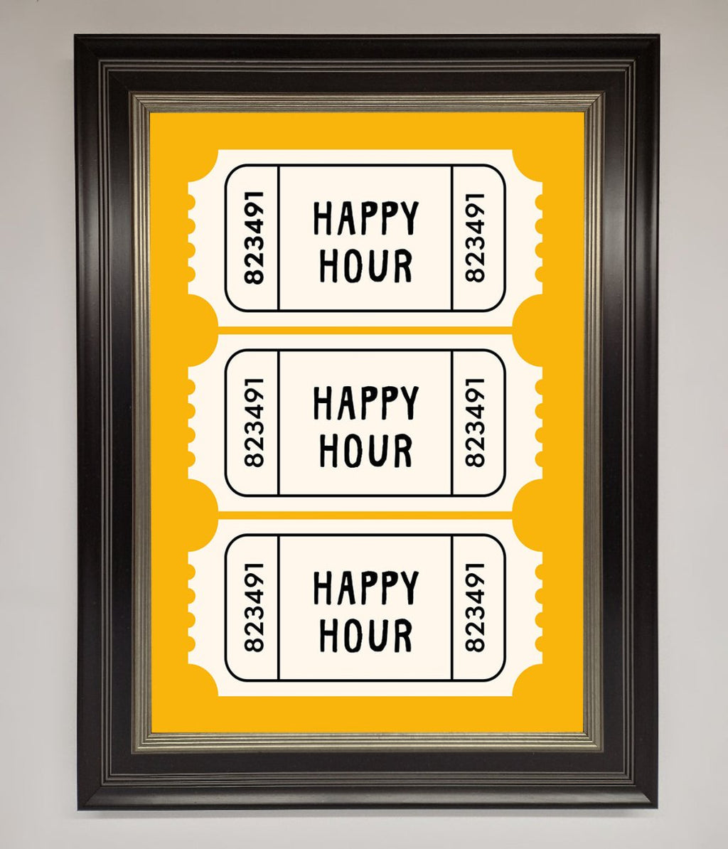 Happy Hour Mustard Framed Wall Art-8