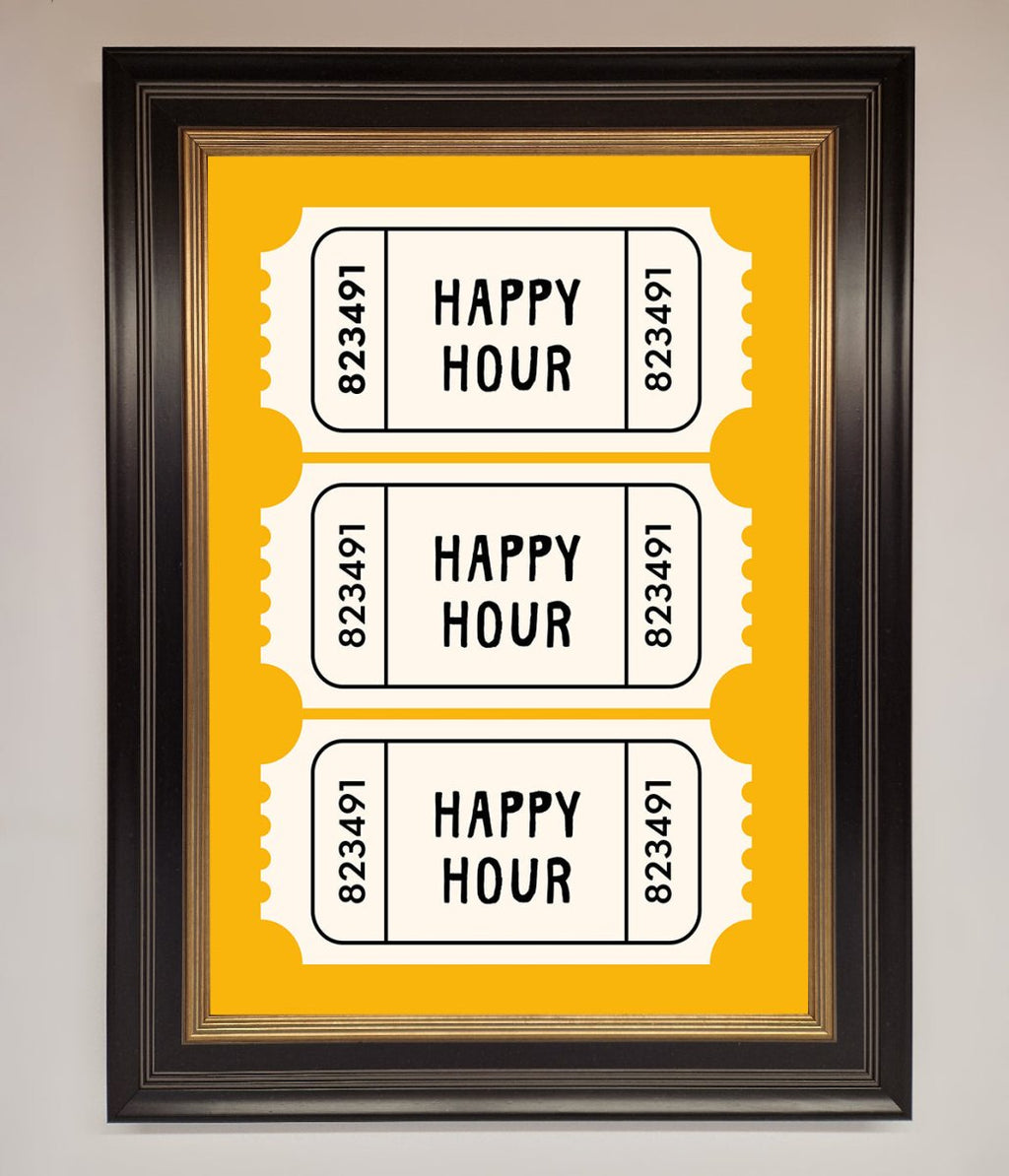 Happy Hour Mustard Framed Wall Art-9
