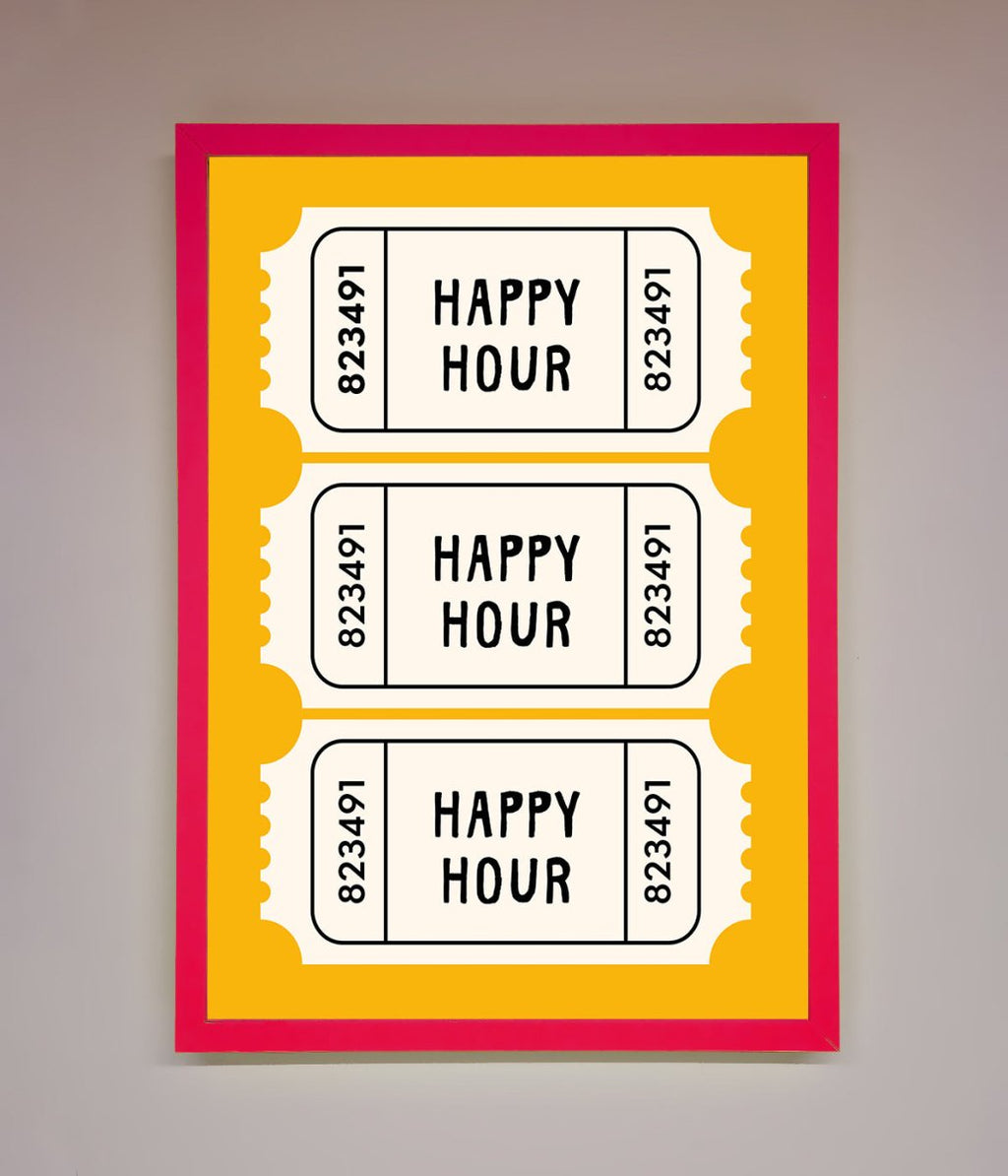 Happy Hour Mustard Framed Wall Art-13