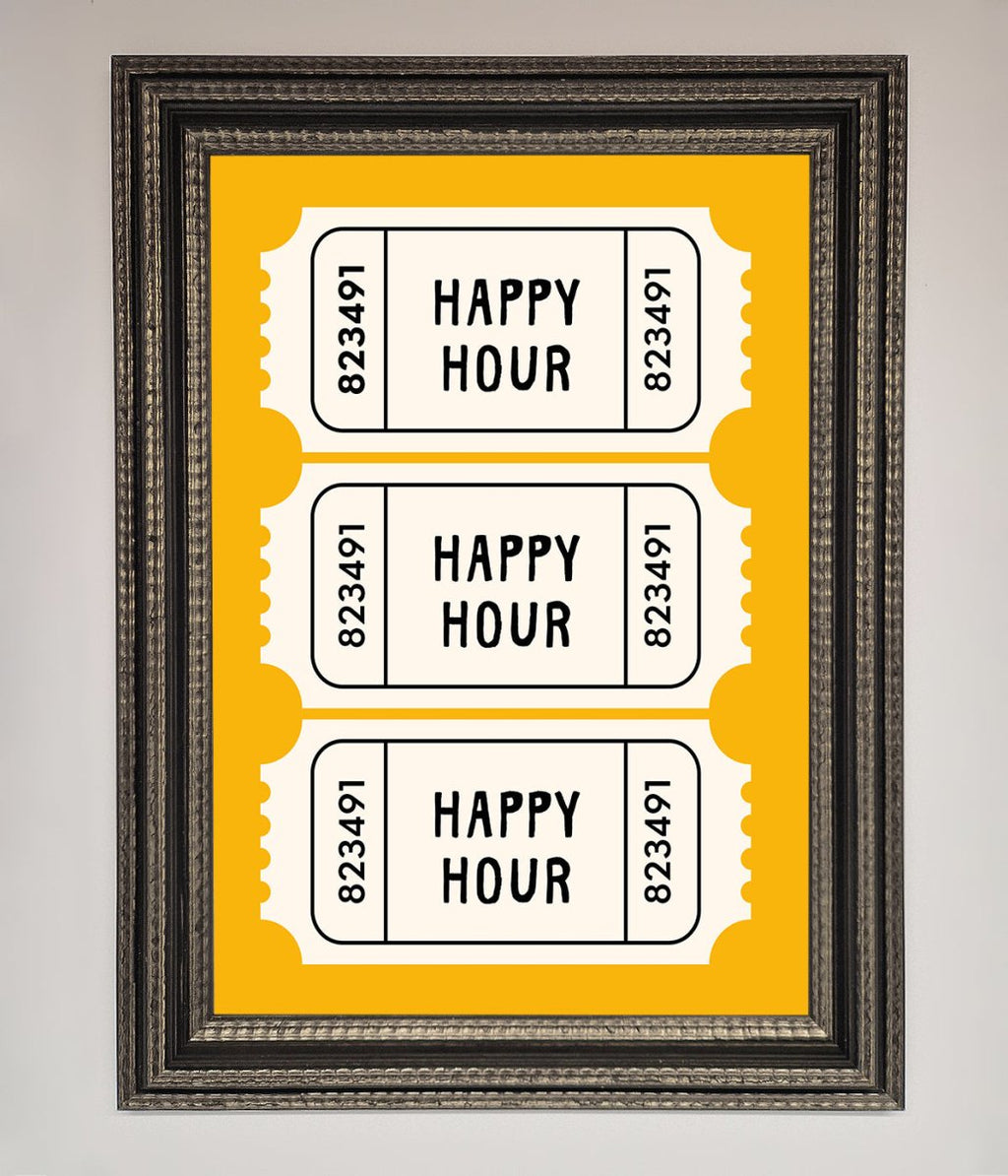 Happy Hour Mustard Framed Wall Art-17