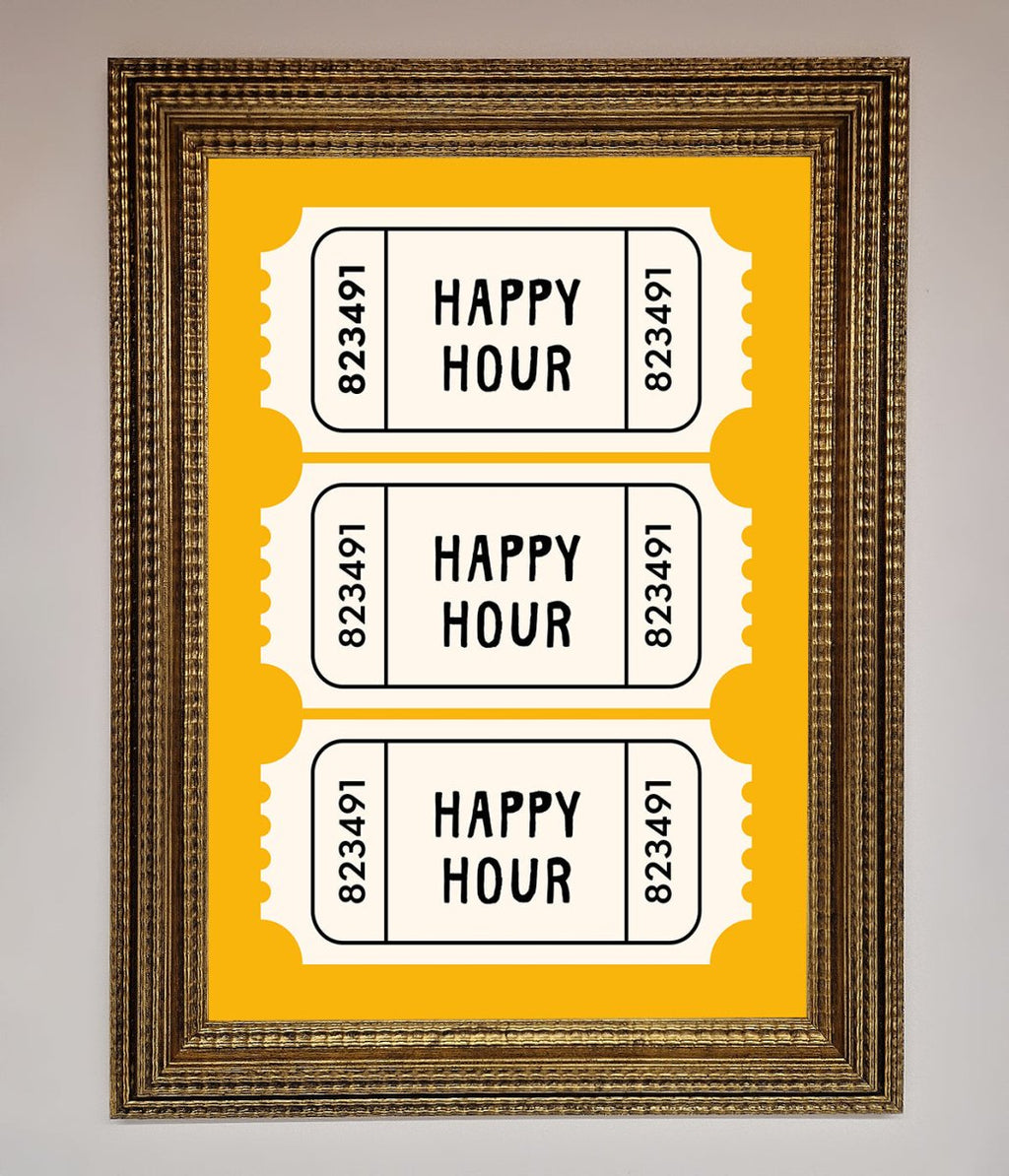 Happy Hour Mustard Framed Wall Art-15