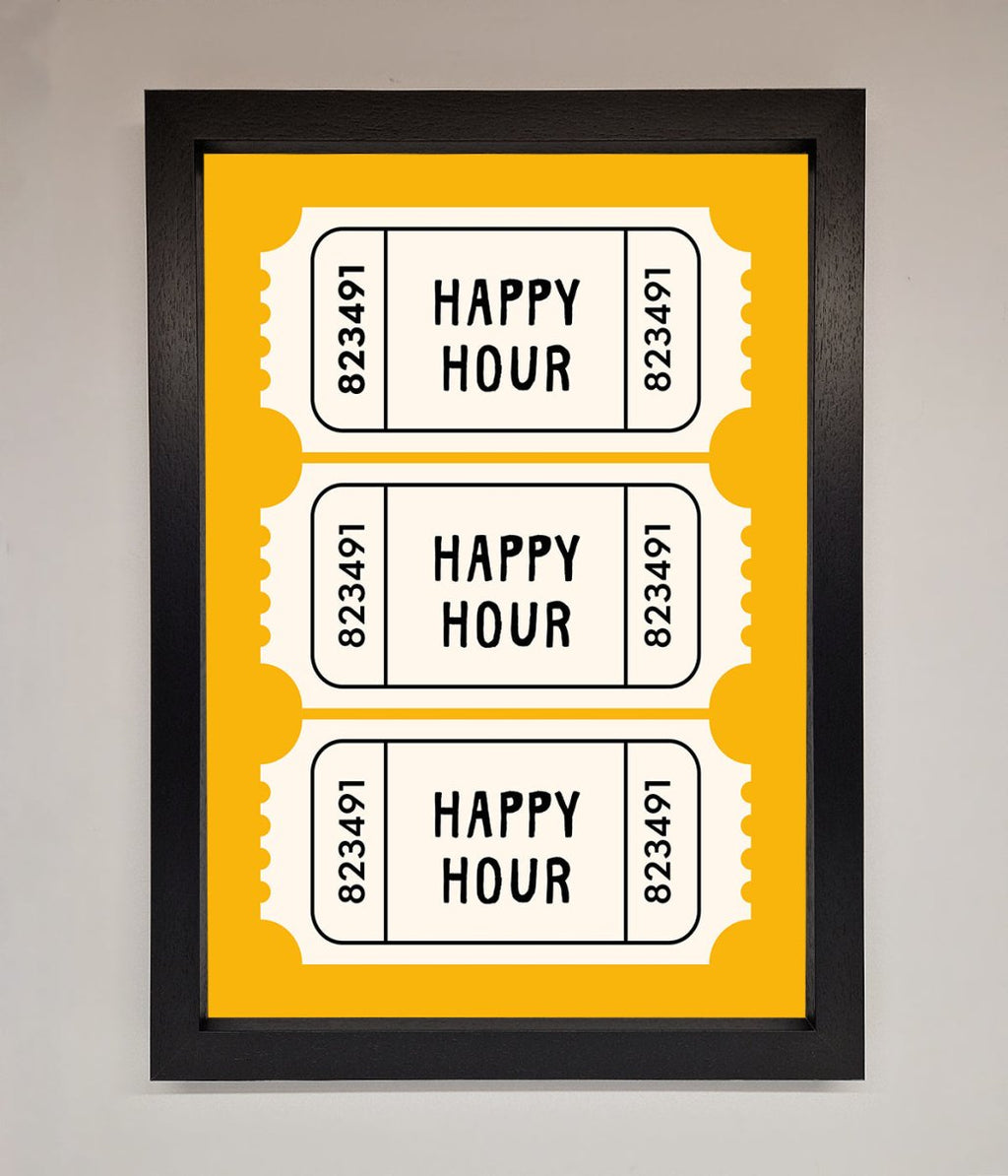 Happy Hour Mustard Framed Wall Art-1