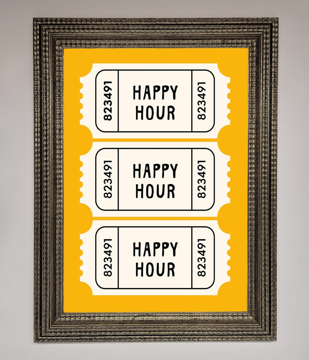 Happy Hour Mustard Framed Wall Art-16