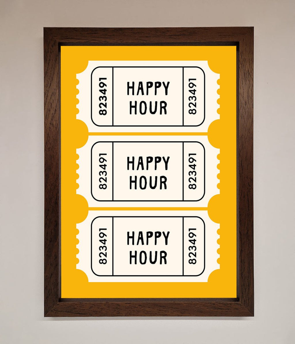 Happy Hour Mustard Framed Wall Art-10