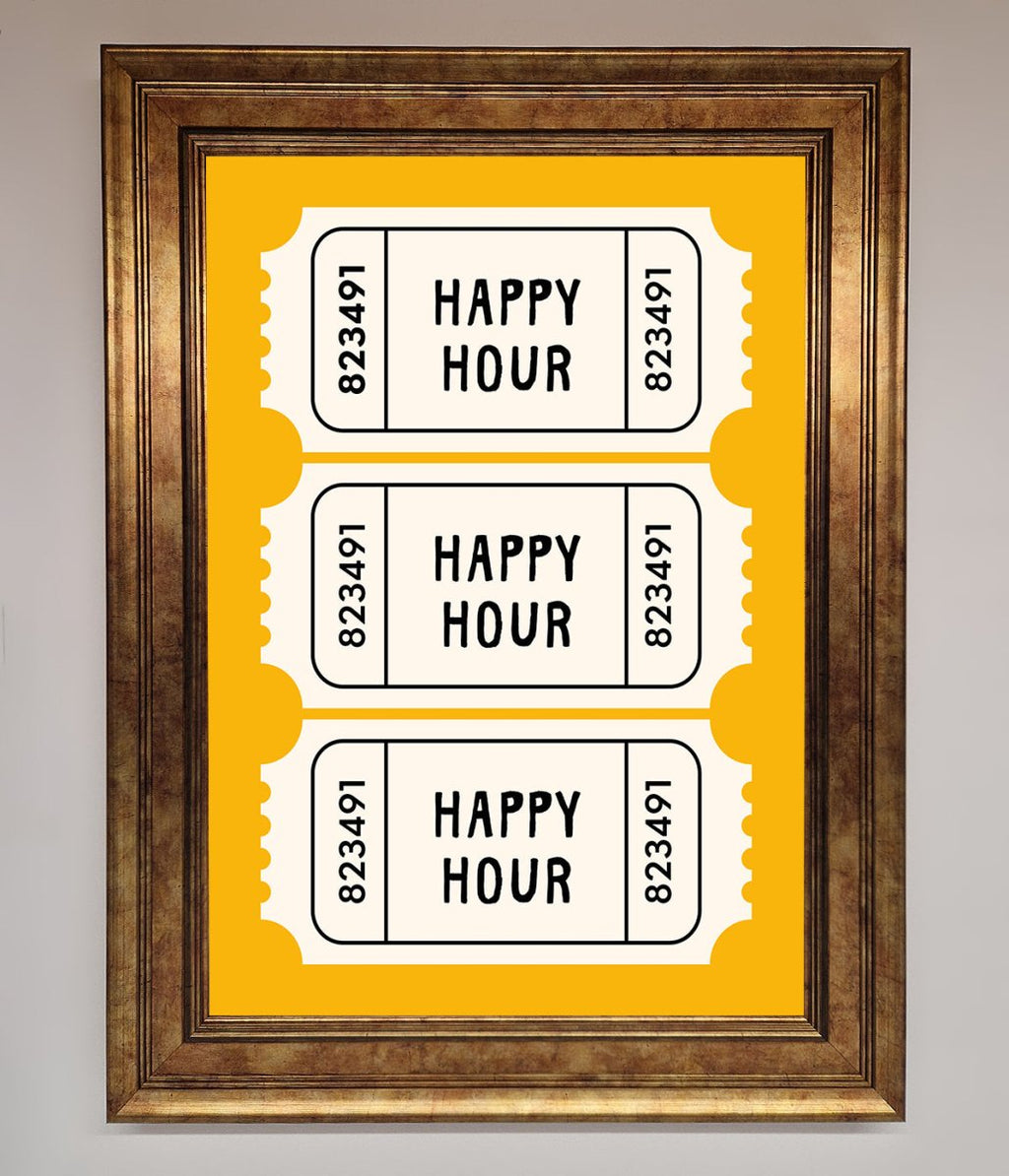 Happy Hour Mustard Framed Wall Art-7