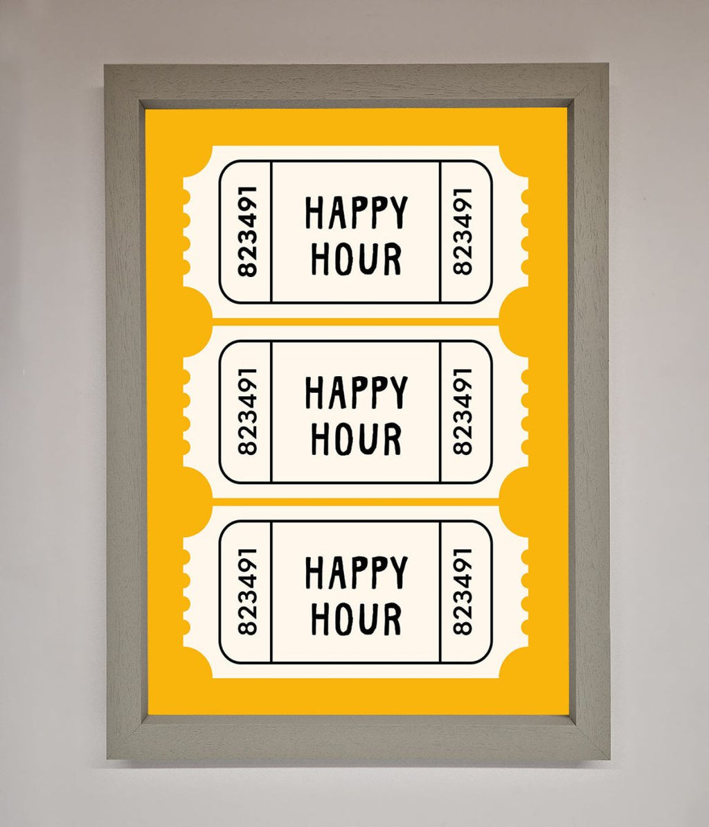 Happy Hour Mustard Framed Wall Art-3