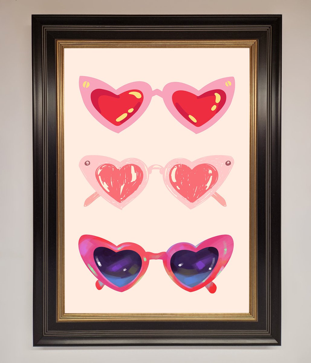 Heart Sunglasses Framed Poster-18
