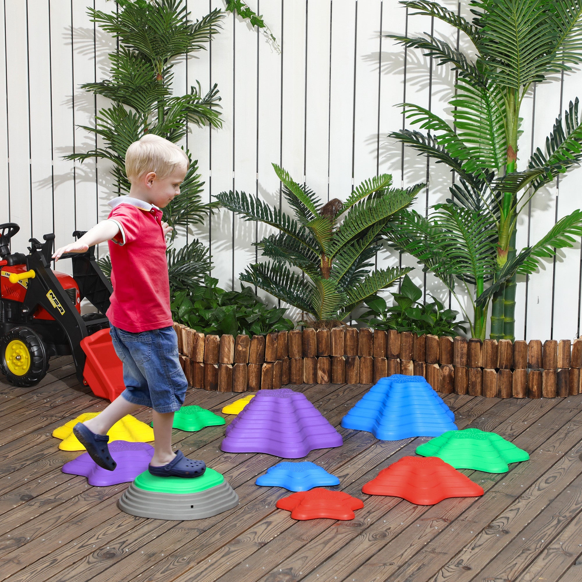 11 Piece Kids Balance Stepping Stones Set - Non Slip Starfish Shape-1