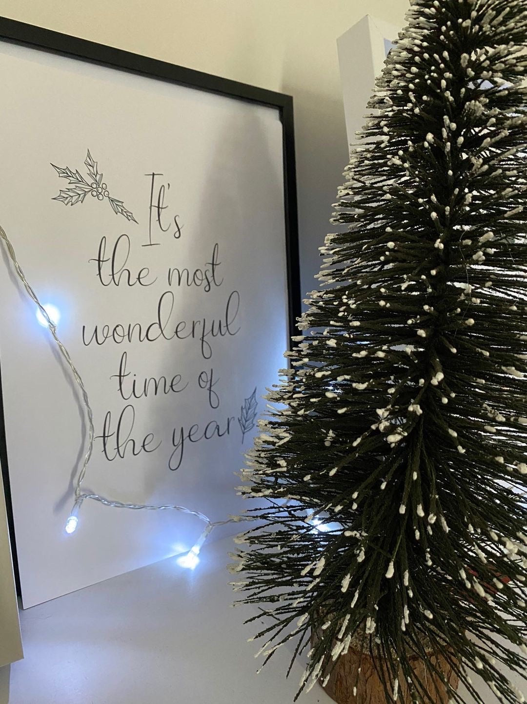 It's The Most Wonderful Time Of The Year Line Work Christmas Seasonal Wall Home Decor Print-0