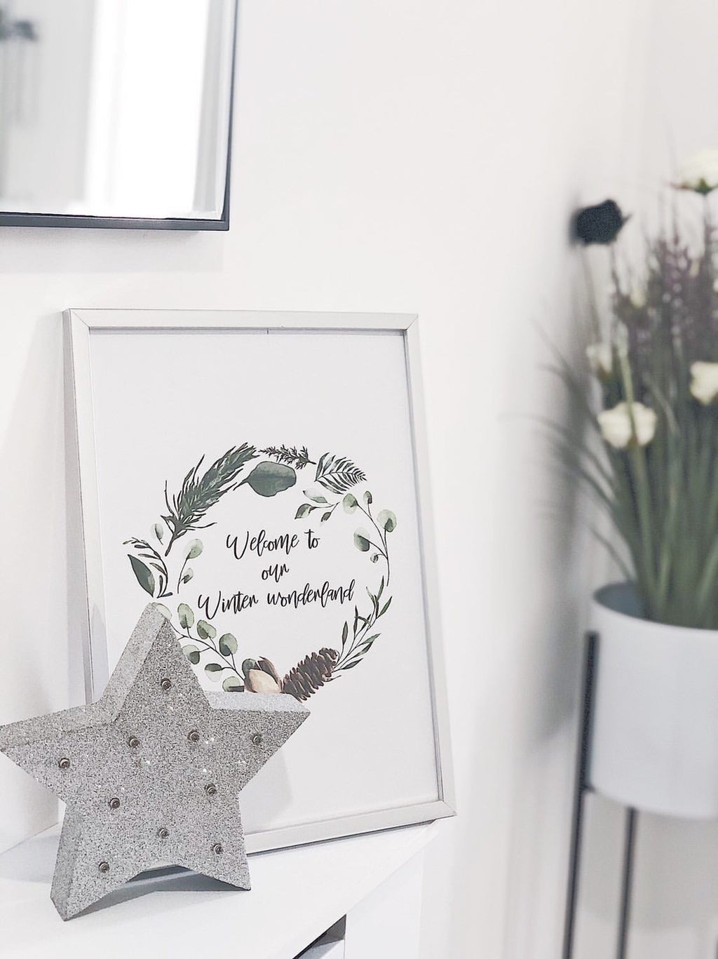 Personalised Custom Wording Christmas At Acorn Wreath Christmas Seasonal Wall Home Decor Print-0