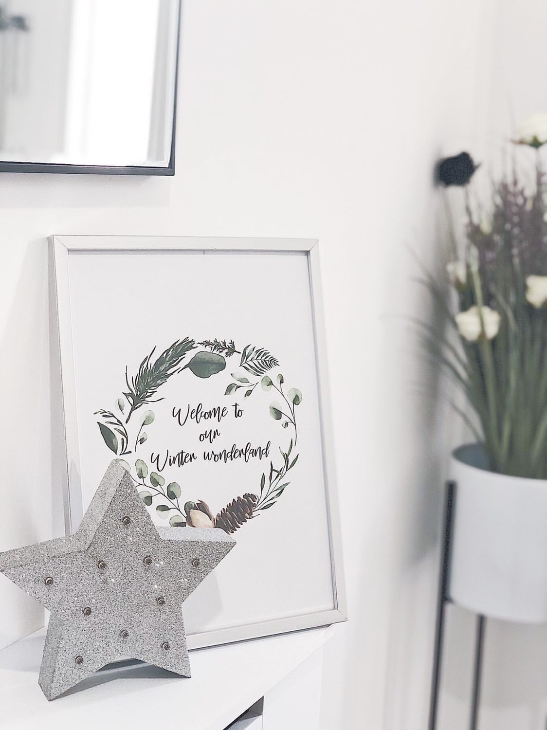 Personalised Custom Wording Christmas At Acorn Wreath Christmas Seasonal Wall Home Decor Print-0