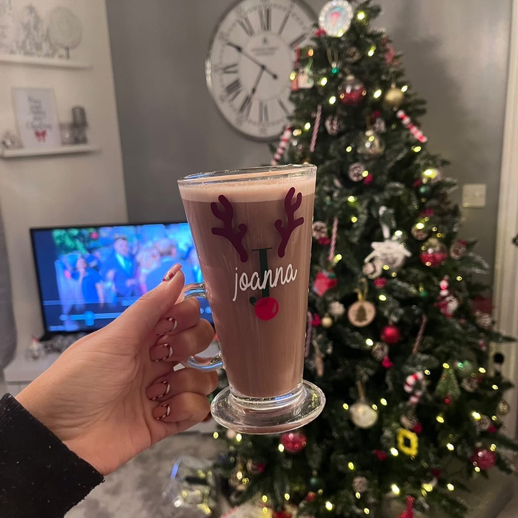 DIY Set Of 2 Create Own Personalised Initial Name Reindeer Christmas Mug Glass Sticker Label-1