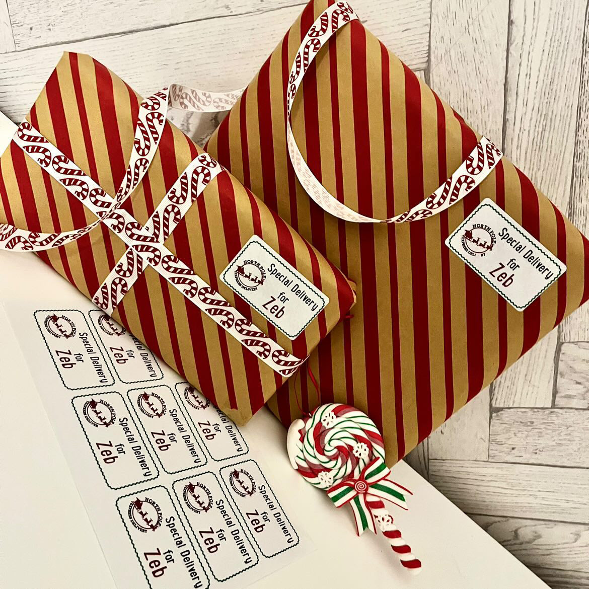 Sheet Of 21 Personalised Name North Pole Express Christmas Present Stickers Gift Labels Christmas stickers-2