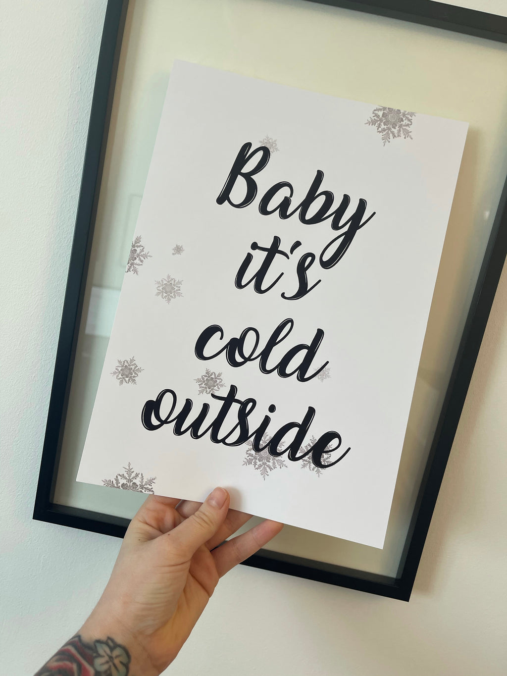Baby It's Cold Outside Snowflakes Winter Christmas Seasonal Wall Home Decor Print-1