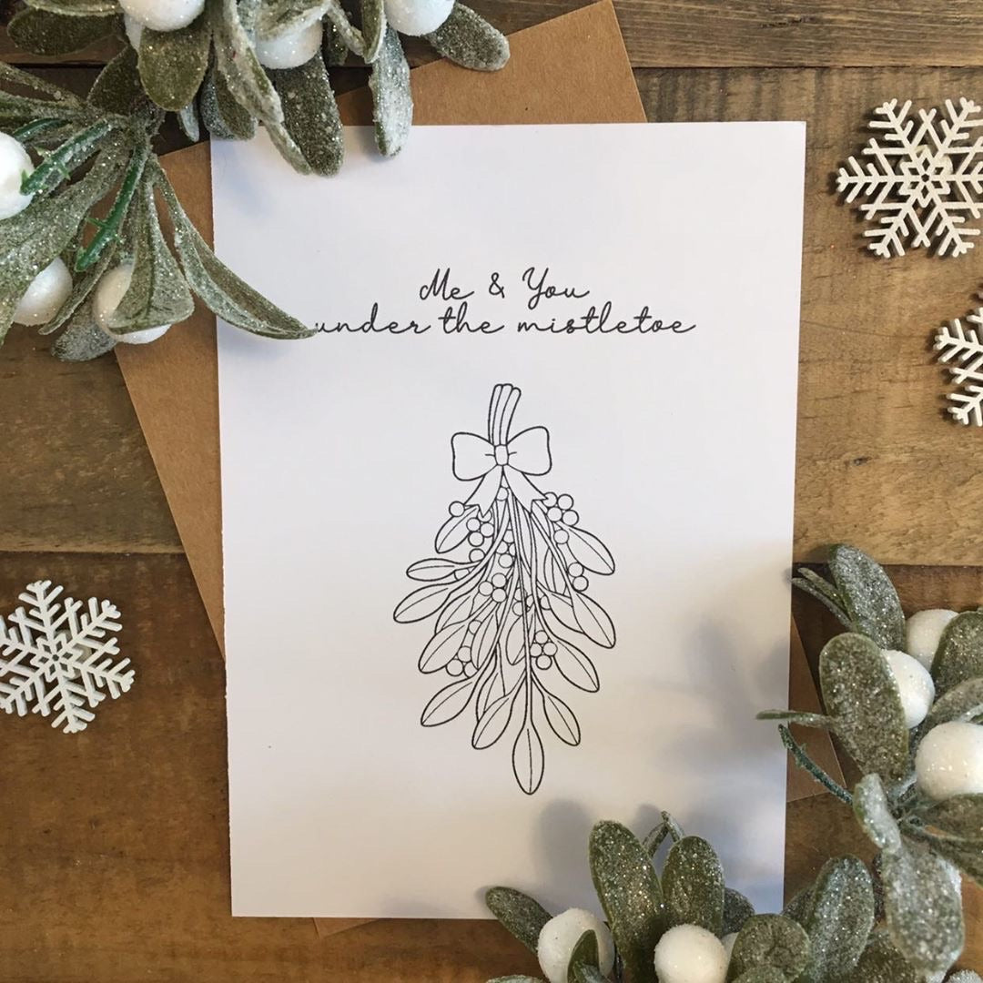 Me & You Mistletoe Christmas Seasonal Wall Home Decor Print-0