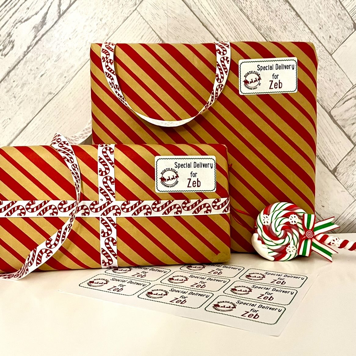 Sheet Of 21 Personalised Name North Pole Express Christmas Present Stickers Gift Labels Christmas stickers-0