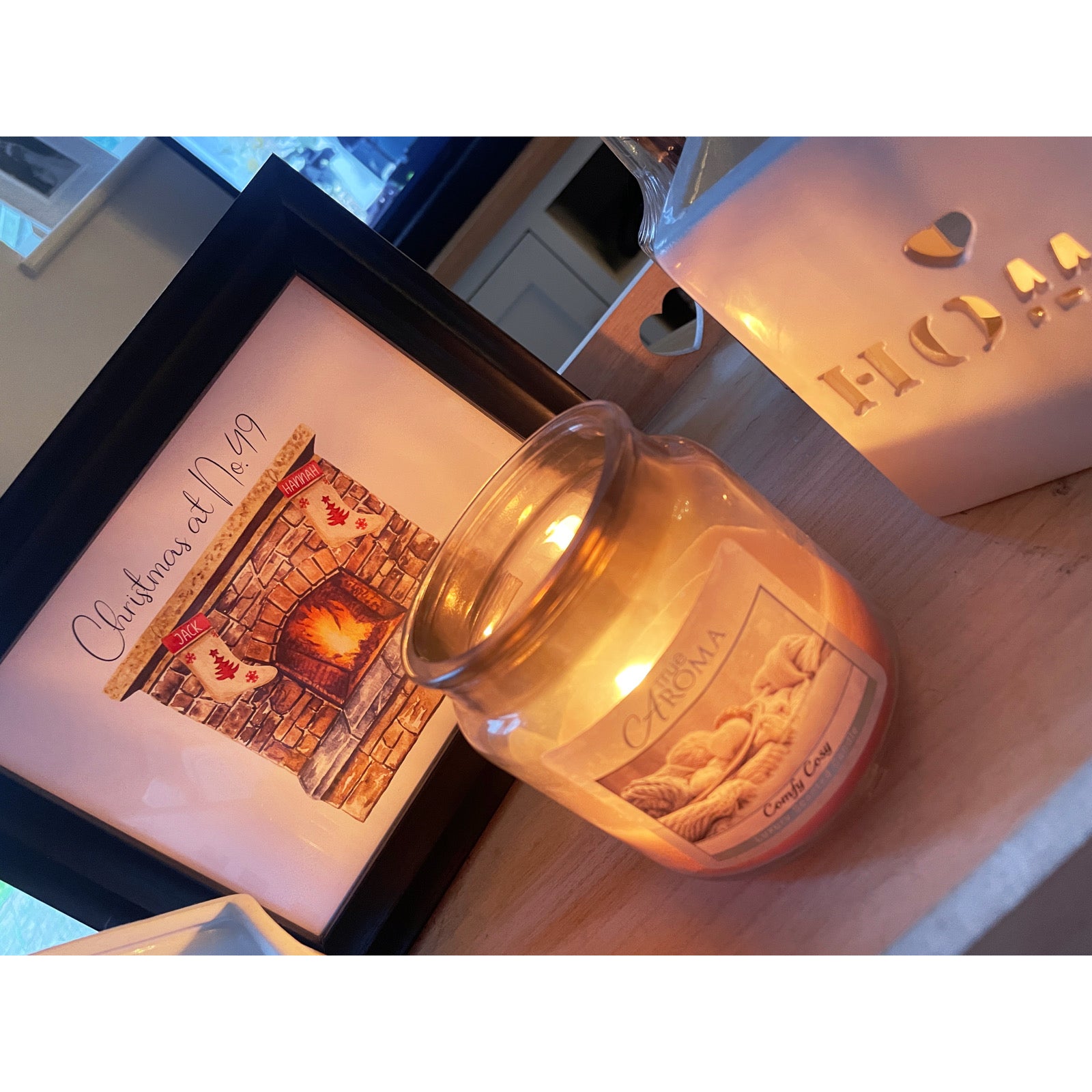 Personalised Fireplace Custom Name Stocking Christmas Seasonal Wall Home Decor Print-2