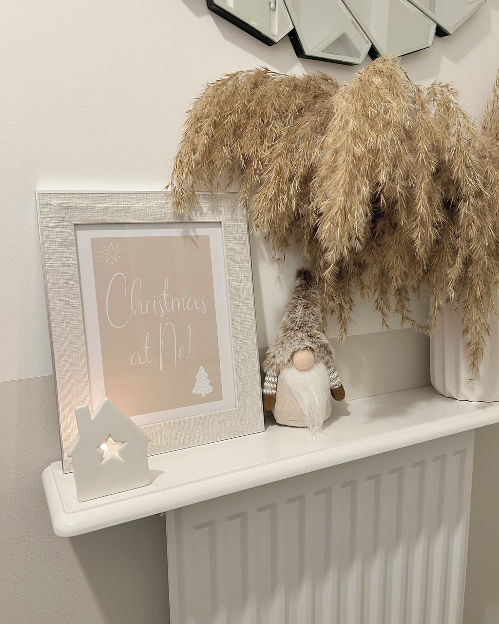 Christmas At No Beige Background Winter Christmas Seasonal Wall Home Decor Print-0