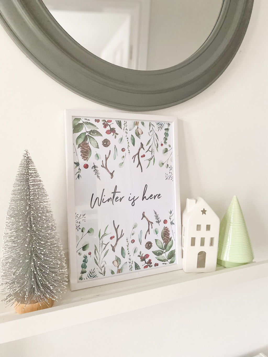 Winter is here Full Border Winter Christmas Seasonal Wall Home Decor Print-0