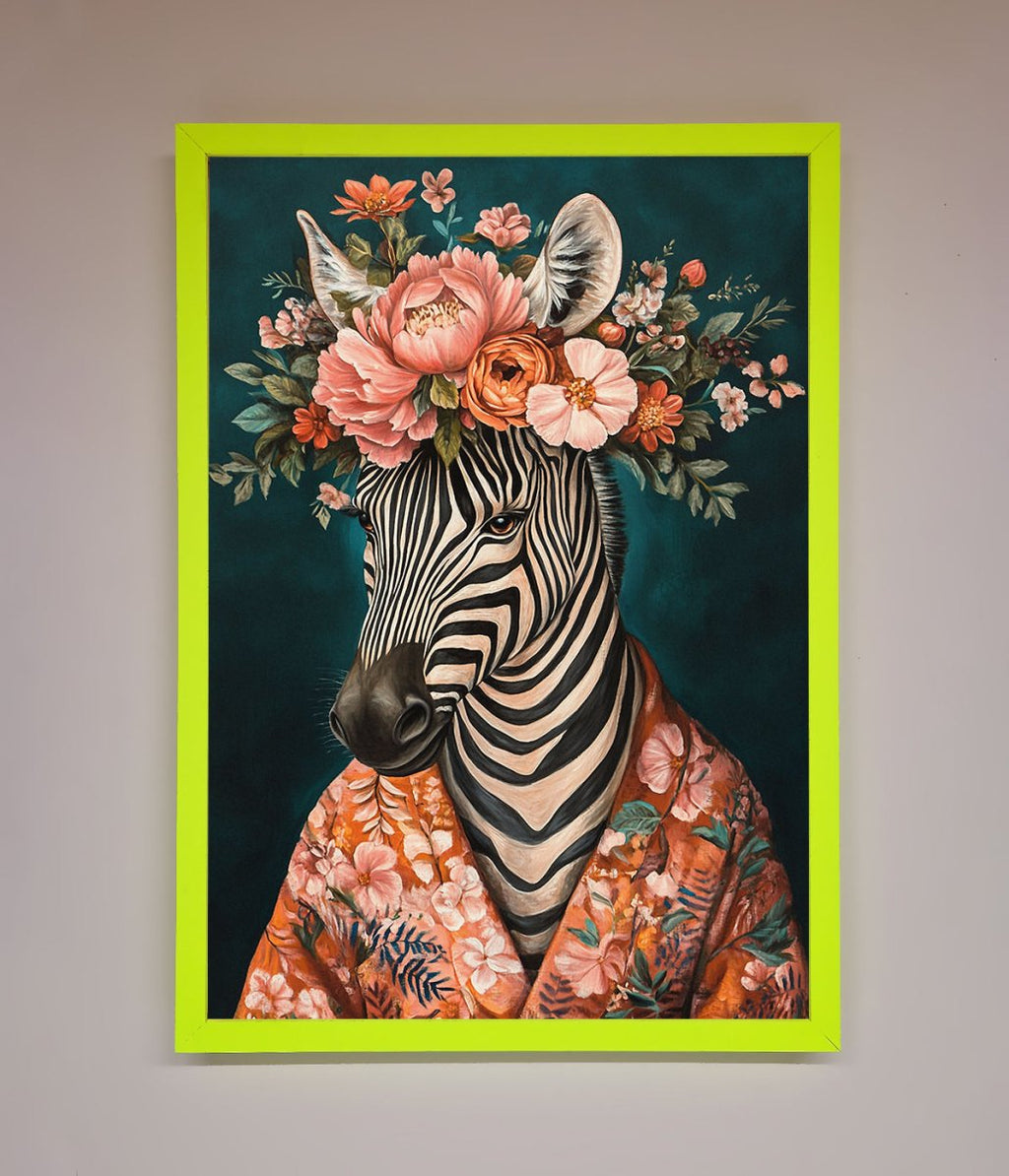 Kimono Zebra Flowers Framed Wall Art-12