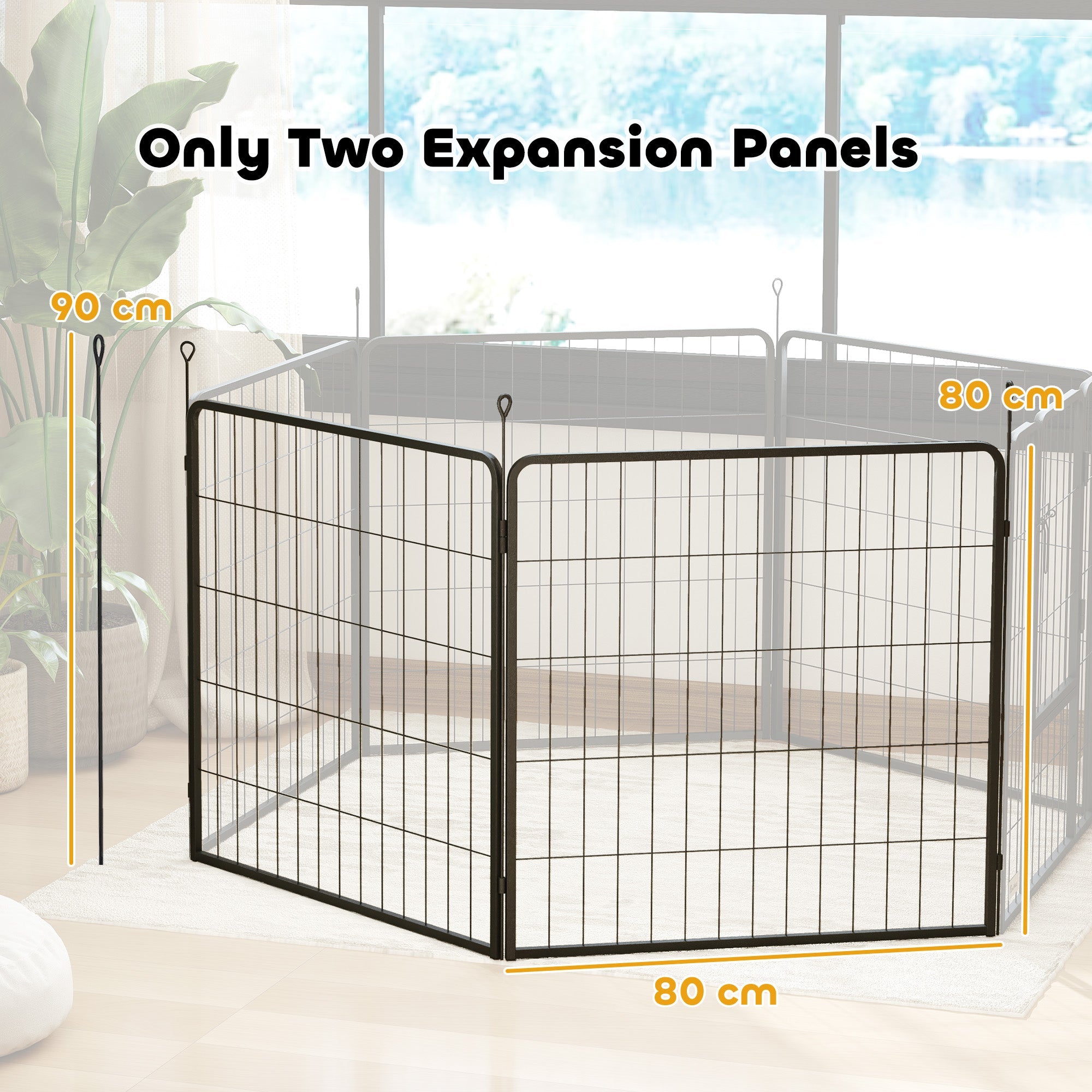2 Piece Dog Pen Expansion Pack for 80cm High Pet Playpen with 3 Stakes, for Small and Medium Dogs-2