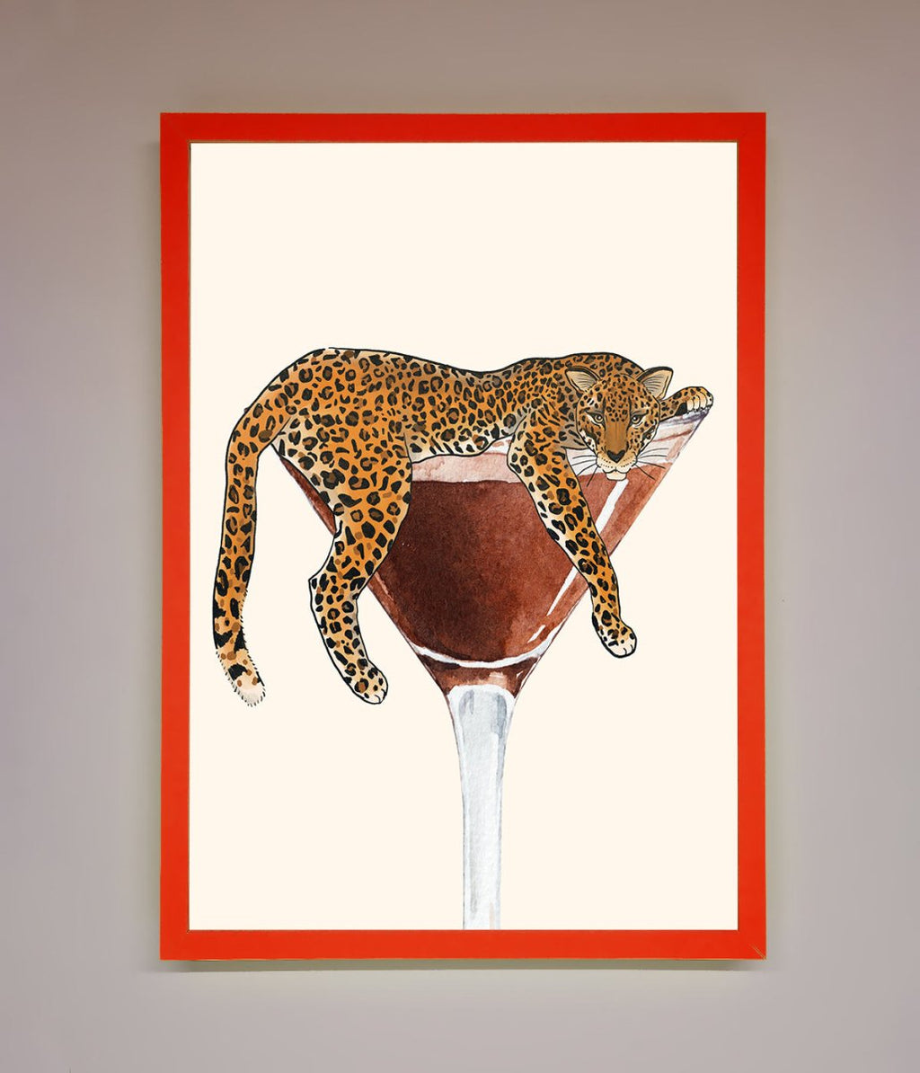 Lazy Leopard Martini Framed Poster-14