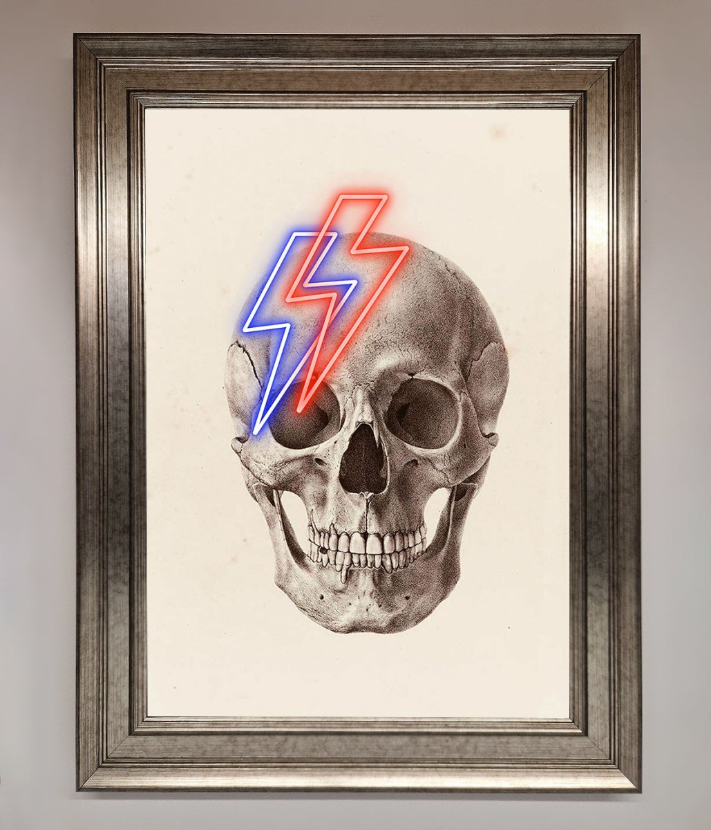 Lightning Skull Framed Print-5