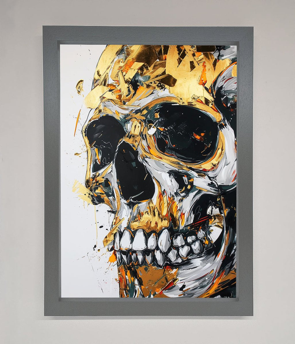 Liquid Gold Skull Framed Print-4